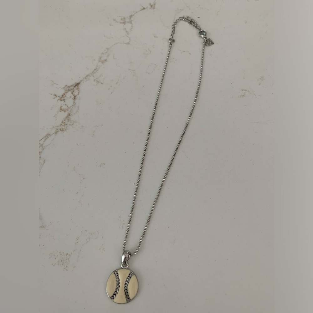 Cookie Lee Softball / Baseball Pendant Necklace w/ Steel Chain.